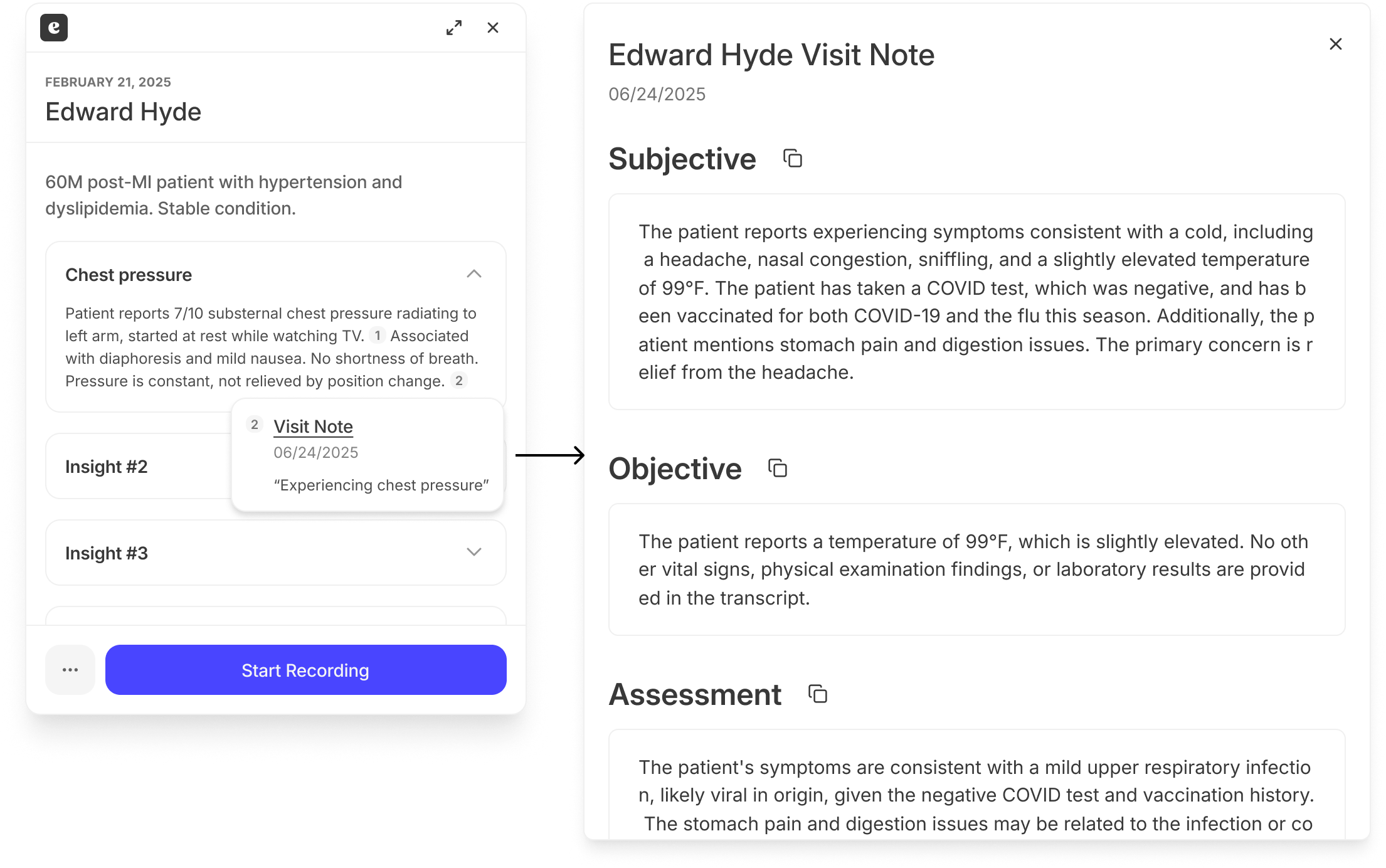 Inline citation hover and dialog