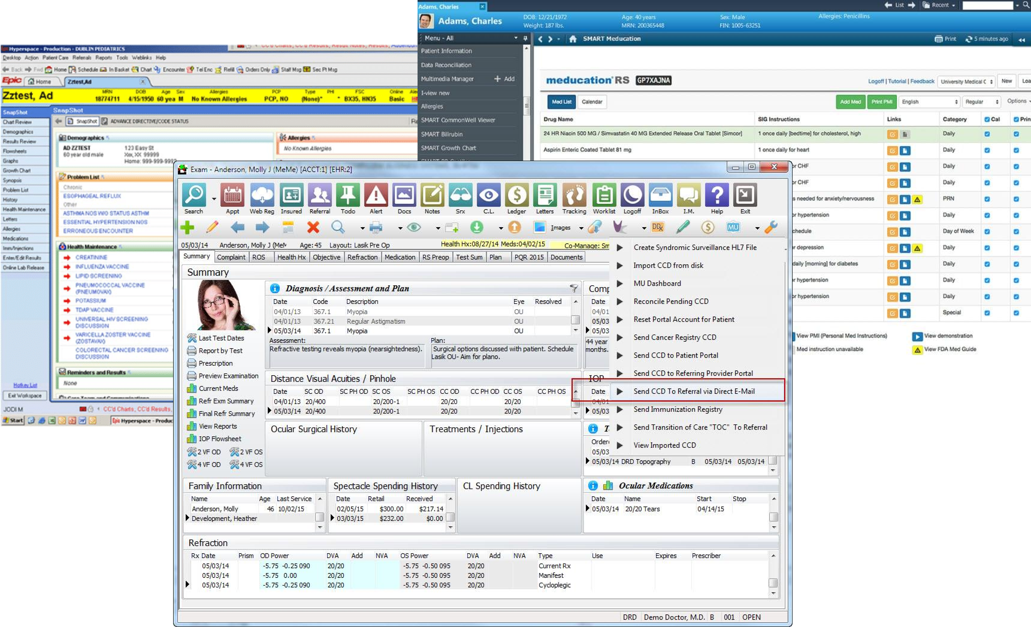 A collage of dense, cluttered EHR interfaces